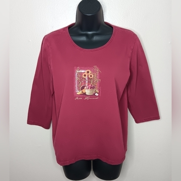 Sonoma Tops - Vintage 90s Y2K Sonoma Women’s Small T-shirt Fall Harvest Tee Autumn Long Sleeve